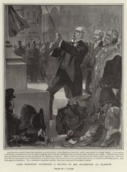 Lord Rosebery enthüllt eine Statue von Mr. Gladstone in Glasgow